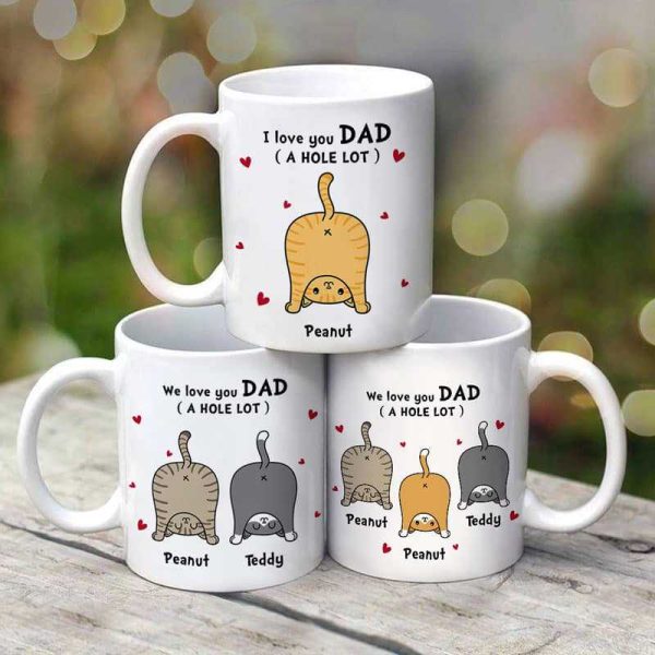 AOP Mugs Cat Dad Love You A W-hole Lot Personalized Mug 11oz