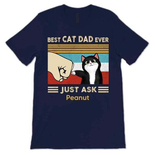 Apparel Best Cat Dad Fluffy Cat Personalized Shirt (Up to 9 Cats)