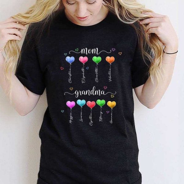 Apparel Mom Grandma Heart Balloon Personalized Shirt