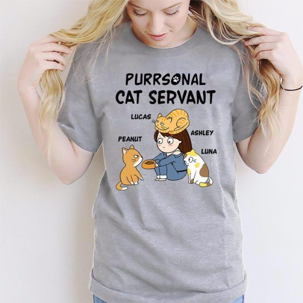 Apparel Purrsonal Servant Chibi Girl And Cats Personalized Shirt