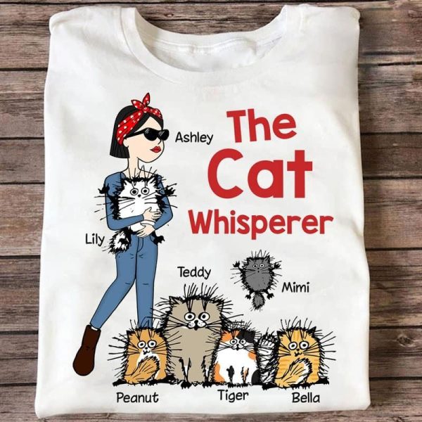 Apparel The Cat Whisperer Woman and Funny Cat Personalized Shirt