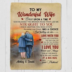 Fleece Blanket My Wonderful Wife Old Couple Personalized Fleece Blanket