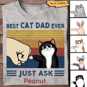 T-Shirt Best Cat Dad Fluffy Cat Personalized Light Color Shirt 1211800