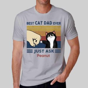 T-Shirt Best Cat Dad Fluffy Cat Personalized Light Color Shirt 1211800